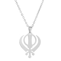 Sikh Culture Symbol Necklace Stainless Steel Clavicle Chain Religious Metal Neckchain Stylish Accessory for Daily Wear
