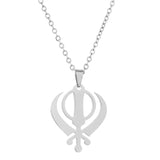 Sikh Culture Symbol Necklace Stainless Steel Clavicle Chain Religious Metal Neckchain Stylish Accessory for Daily Wear