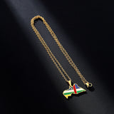 2024 New fashion stainless steel Central African Republic map with flag necklace for women and men couples ethnic style accessor