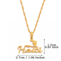 Anniyo 2.7CM Stainless Steel Charm Haiti Map Pendant Necklace Women Girls Ayiti Maps Gold Color Party Jewelry Haiti @076021