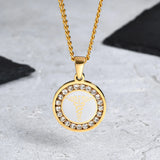 Men's Bible Verse Prayer Zircon Necklace,Stainless Steel Praying Hands Coin Medal Pendant Necklaces,Luxury Faith Jewelry Gift