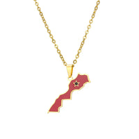 Morocco map pendant stainless steel necklace famous ethnic style female niche design sense of light luxury geometric drip oil je