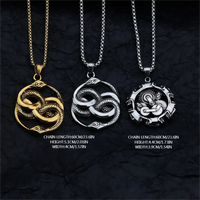 European and American style personalized fashion animal snake pendant gear skull domineering men's stainless steel jewelry