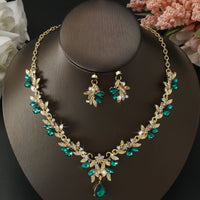 Ladies' Sparkling Flower Set, Necklace, Earrings, Jewelry Set, Suitable for Wedding, Party, Festival Gifts