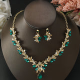 Ladies' Sparkling Flower Set, Necklace, Earrings, Jewelry Set, Suitable for Wedding, Party, Festival Gifts