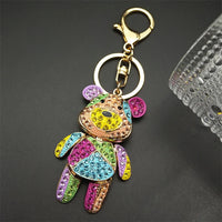 Cute Sweet Colorful Full Crystal Big Bear Key Chain Alloy Rhinestone Fashion Bag Accessories Keyring Jewelry Wholesale N9029