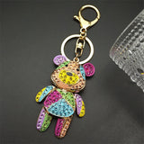 Cute Sweet Colorful Full Crystal Big Bear Key Chain Alloy Rhinestone Fashion Bag Accessories Keyring Jewelry Wholesale N9029