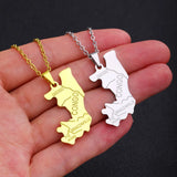 2024 New fashion stainless steel Congo map pendant necklace for men and women geometric titanium steel pendant ethnic style clav