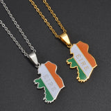 Anniyo England Ireland Pendant Necklaces for Women Girls Stainless Steel Lloegr Angleterre Éirinn Accessory #504862