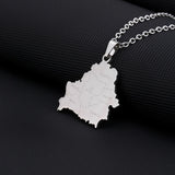2024 New fashion stainless steel Belarusian map with city necklace for women and men couples ethnic style accessory collarbone c