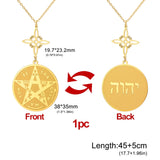EUEAVAN God Name Tetragrammaton Pentacle Necklaces Stainless Steel Sacred Witch Knot Pendant Chain Solomon Seal Amulet Jewelry