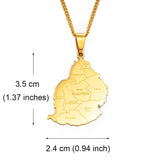 Anniyo 3.5CM Mauritius Map Pendant Necklaces Women Men,Gold Color Mauritius African Jewelry @201421