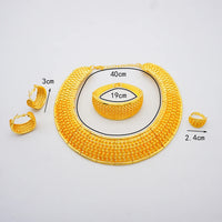 GDJWRI Indian Dubai Fashion Irregular Necklace And Earrings Sets For Women Ethiopian Bridal 24k Gold Color Jewelry Set Wedding
