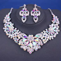 Fashion Crystal Rhinestine Necklace Earring Sets Wedding Hair Accessories For Women Bride