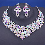 Fashion Crystal Rhinestine Necklace Earring Sets Wedding Hair Accessories For Women Bride