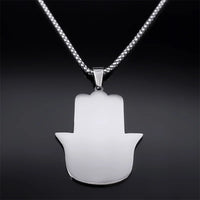 Chai Hebrew Letter Fatima Hamsa Hand Necklace Men/Women Stainless Steel Blue Color Jewish Lucky Necklacse Jewelry colar N7781S01