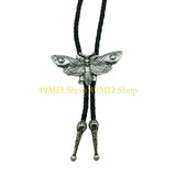 49MD Mens Gothic Western Bolo Tie Cowboy Necktie Metal Skull Moths Pedant Necklace