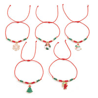 5pcs/set Cute Christmas Series Snowflake Tree Pendant Crystal Bracelet Women CCB Beads Adjustable Thread Rope Bracelet