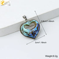 CSJA Natural Stone Labradorite Heart Pendant for Making Necklace Animal Owl Fox Carving Pendants Jewelry Gift Men H480