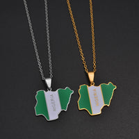 Anniyo 3CM Nigeria Map Flag Pendant Necklaces Nigerian Maps Jewelry National Day Gifts @120762