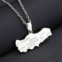 2024 New fashion stainless steel Turkish map necklace for women and men couples ethnic style accessory collarbone chain annivers