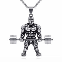 FIREBROS 2025 New Stainless Steel Vintage Gym Fitness Dumbbel Pendant Necklace Men Women Hiphop Rock Jewelry Gift Dropshipping
