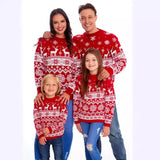 New Spring Autumn Knitted Pullover Top Long Sleeve Base Layer Round Neck Parent-Child Sweater Christmas Elements Pulover Top