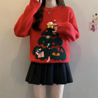 Red Christmas Pullover Sweater For Women In Autumn And Winter 2025 Women's Casual Versatile O Neck Knitted Sweater New Casual