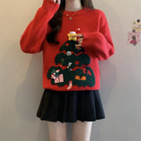 Red Christmas Pullover Sweater For Women In Autumn And Winter 2025 Women's Casual Versatile O Neck Knitted Sweater New Casual