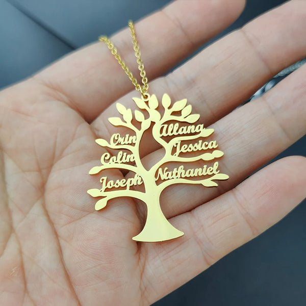 Custom Tree Of Life Name Necklace Personalized Mother Kids Family