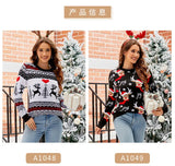 Christmas Knitwears Sweater Women Autumn And Winter New O Neck Long Sleeve Printed Fashion Casual Knitted Pullovers Feminina Top