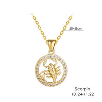 12 Zodiac Signs Necklace Copper Gold Plated Zodiac Signs Pendant Chain Ladies Necklace Birthday Jewelry Ladies Jewelry