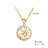 12 Zodiac Signs Necklace Copper Gold Plated Zodiac Signs Pendant Chain Ladies Necklace Birthday Jewelry Ladies Jewelry