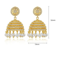 Gypsy Jewelry Retro Ethnic Indian Jhumka Crystal Small Bells Beads Drop Tassel Earrings Women Bohemian Statement Jhumki Tribal