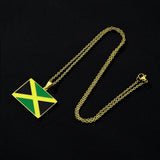 2024 New fashion stainless steel Jamaican flag necklace for women and men couples ethnic style accessory collarbone chain annive