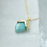 ITSMOS Acorn Natural Crystal Pendant Necklace Amazonite/labradorite Gold-plated Rhombic Simple Necklace Jewelry for Women Gift