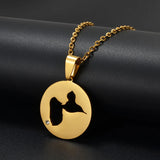 Anniyo Round Guadeloupe Map With Rhinestone Pendants Necklaces for Women Jewelry France Guadeloupe Maps @335121