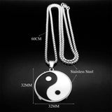 2024 Fashion Yin and Yang Gossip Taiji Stainless Steel Necklaces for Women/Men Statement Necklace Jewelry bisuteria N8476S03