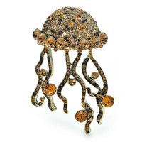 Women Shining Jellyfish Pins Rhinestone Beautiful Sea Animal Party Brooch