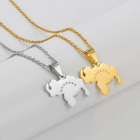 Anniyo 2.5cm Venezuela Map Pendant Necklaces for Women Girls Jewelry Venezuelan Stainless Steel Accessory @502362