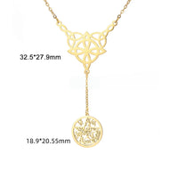 Jeshayuan Tetragramaton Necklace For Women Witch‘s Knot Charm Necklace Amulet Protection Pentacle Necklace Jewelry