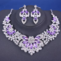 Fashion Crystal Rhinestine Necklace Earring Sets Wedding Hair Accessories For Women Bride