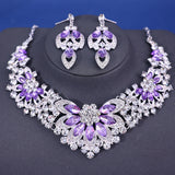 Fashion Crystal Rhinestine Necklace Earring Sets Wedding Hair Accessories For Women Bride