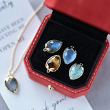 ITSMOS Strawberry Labradorite 14k Gold Plated Pendant Necklace Faceted Gemstone Aquamarine Energy Pendant Jewelry Gift for Women