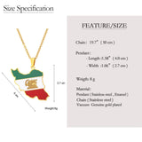 Fashion famous style Iran map pendant necklace Drop oil geometric men's and women's stainless steel neckline pendant collarbone