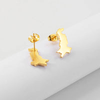 Anniyo Pakistan Map Stud Earrings for Women Girls Jewelry #300321