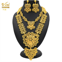ANIID New Indian 24K Gold Color Long Necklace Set Nigerian Party Bridal Wedding Ethiopian Luxury Dubai Jewelry Wholesale Gifts