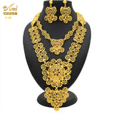ANIID New Indian 24K Gold Color Long Necklace Set Nigerian Party Bridal Wedding Ethiopian Luxury Dubai Jewelry Wholesale Gifts