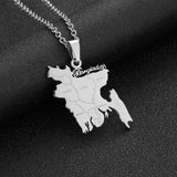 2024 New fashion stainless steel O Bengal map necklace for men and women geometric titanium steel pendant national style clavicl