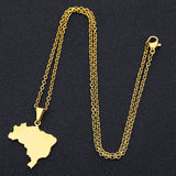2024 new fashion stainless steel glossy Brazil map pendant necklace temperament everything collarbone chain birthday anniversary